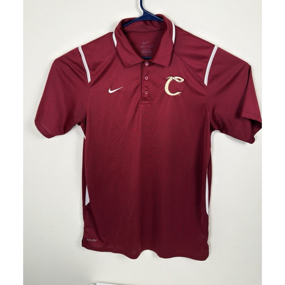 Nike Dri-Fit Dragon Team Polo Men's Medium Red White Embroidered Logo